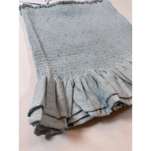 NWT Koch Nicole Skirt Bayou Blue Ruffle Hem Gold Accents Cotton Fabric (GG71) - Picture 3 of 8